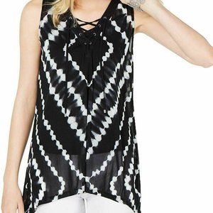 INC International Concepts -Lace-Up Hanky-Hem Top